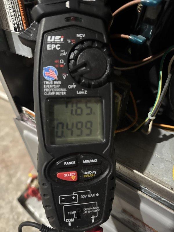 Responded to no cooling complaint on second floor system. Upon arrival, performed diagnostic testing of the unit and measured system pressures using digital multimeter, obtaining readings of 1055 PSI and 499 PSI on the refrigerant lines. Inspected air filtration system and replaced dirty 16x25x4 media filter with new Filtrete filter to restore proper airflow to the evaporator coil. System operational upon departure with adequate cooling restored to second floor zone.