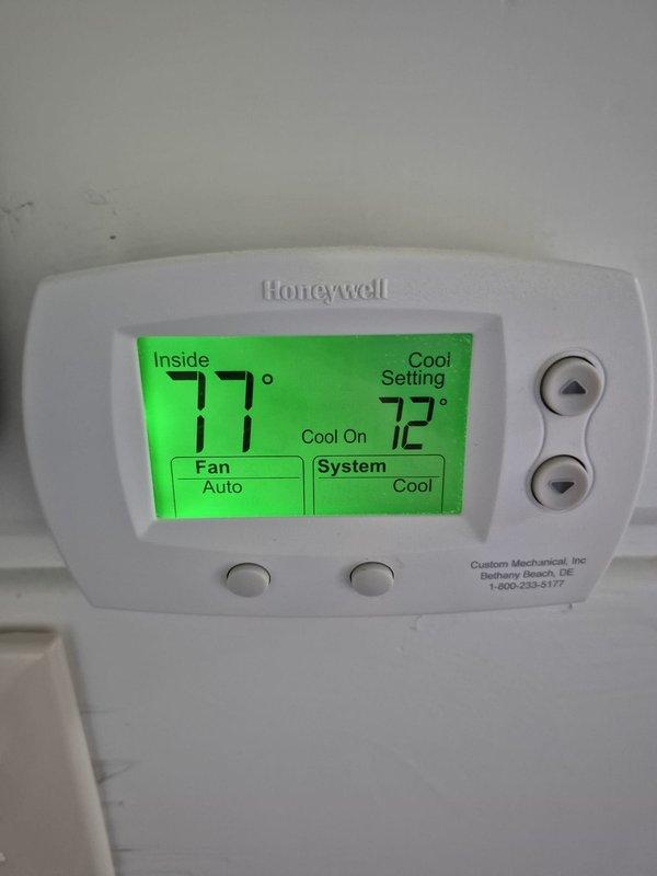 Replaced faulty EEV wire harness, EEV stepper motor, and control board on American Standard air handler model TAM4A0A24S21SBA. System was experiencing electronic expansion valve failure preventing proper refrigerant metering and temperature control. Upon completion, verified proper system operation with supply air temperature reading of 56.3°F and thermostat functioning correctly in cooling mode.