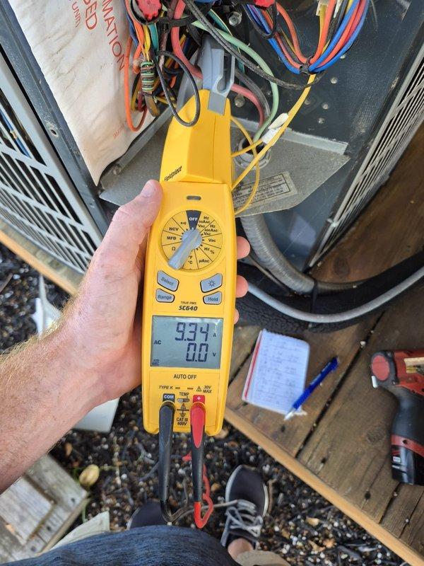 Performed routine cooling system maintenance and diagnostics on residential HVAC unit. Utilized Fieldpiece SC640 multimeter to verify electrical parameters and measure voltage readings at control board terminals. All electrical connections inspected and confirmed secure, with proper wire terminations observed throughout the system. Unit operational and functioning within normal parameters at time of service completion.