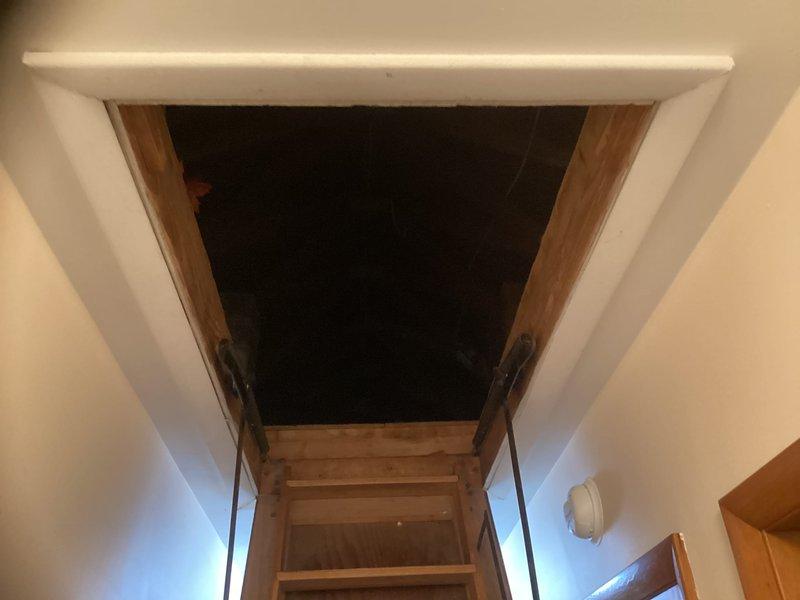 Evaluated 16-year-old HVAC system in attic installation that was out of refrigerant. Inspected air handler unit, flexible ductwork, and attic access for replacement estimate. Documented existing equipment configuration and installation conditions to provide comprehensive system replacement quote.