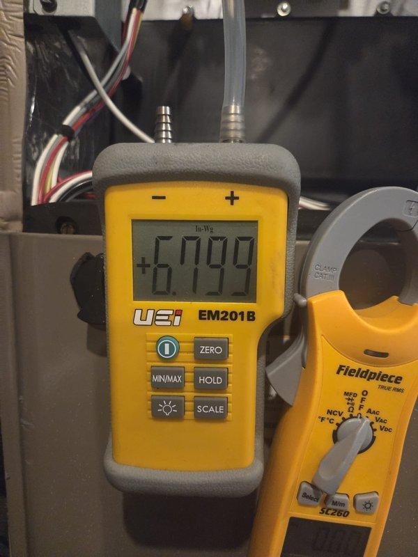 Performed comprehensive system inspection and tune-up on single HVAC unit. Utilized digital manometers and multimeters to measure static pressure readings, electrical parameters, and system performance diagnostics. All measurements recorded within acceptable operating ranges, and system confirmed to be functioning properly per manufacturer specifications.