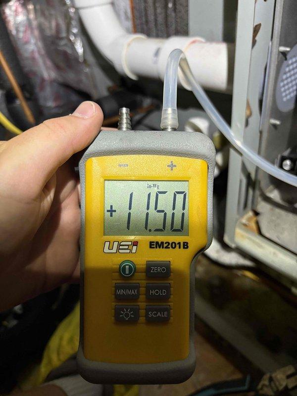 Performed routine HVAC maintenance on two cooling systems as part of recurring service agreement. Conducted comprehensive diagnostics using digital manometer to measure static pressure readings and airflow performance across both units. All systems tested within normal operating parameters, with pressure measurements indicating proper equipment function and adequate air distribution throughout both properties.