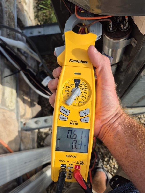 Performed heating maintenance on HVAC system. Conducted diagnostic testing using digital thermometer to measure temperature differentials across system components, recording readings to verify proper operation. Utilized clamp meter to test electrical components including capacitor, checking voltage and amperage readings to ensure system was operating within manufacturer specifications. Inspected all visible wiring connections and components for proper function and safety compliance. System found to be operating normally with all measurements within acceptable parameters.