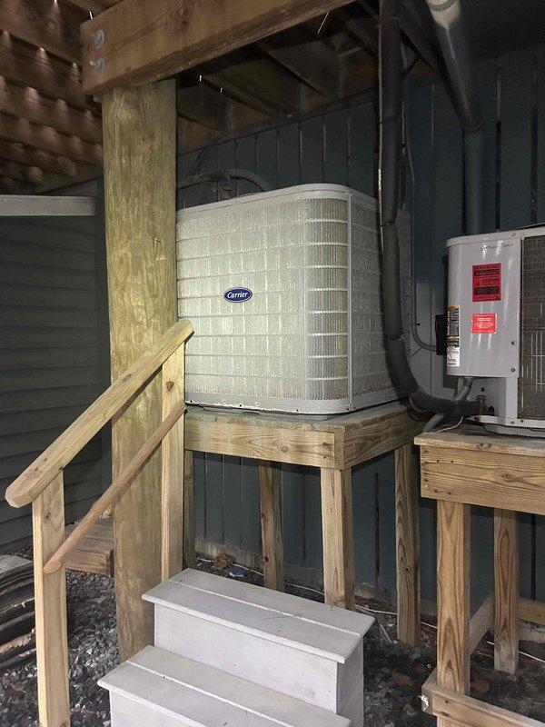 Responded to no operation call on Carrier outdoor unit. Upon arrival, found system completely non-operational with portable AC unit in use inside residence. Diagnosed issue and restored cooling operation to the HVAC system.