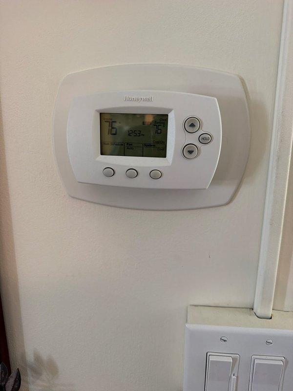 Conducted on-site evaluation of existing packaged HVAC unit for replacement estimate. Inspected outdoor equipment condition, documented current Honeywell digital thermostat operation, and assessed system specifications to provide comprehensive replacement recommendations for aging package unit.