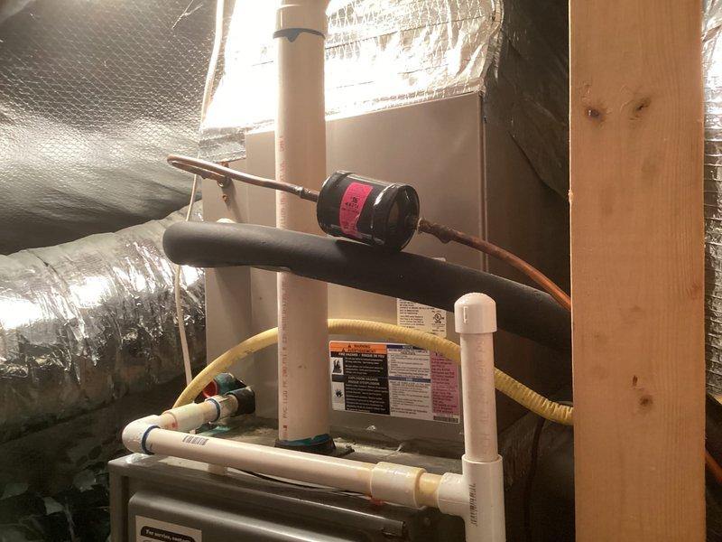 Performed pre-tune-up inspection and diagnosed failed gas valve preventing gas flow to 21-year-old furnace, resulting in no heat condition. Due to age of existing equipment and extent of required repairs, provided estimate for complete HVAC system replacement including furnace and 13-year-old air conditioning unit. Documented existing system configuration and condition with photos for replacement proposal.