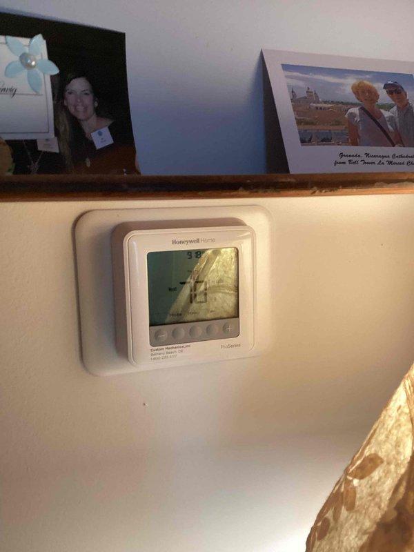 Completed routine heating maintenance visit and system heat check. Verified thermostat operation showing 58°F reading, inspected exterior HVAC unit and electrical connections, and confirmed all equipment functioning properly for the heating season.