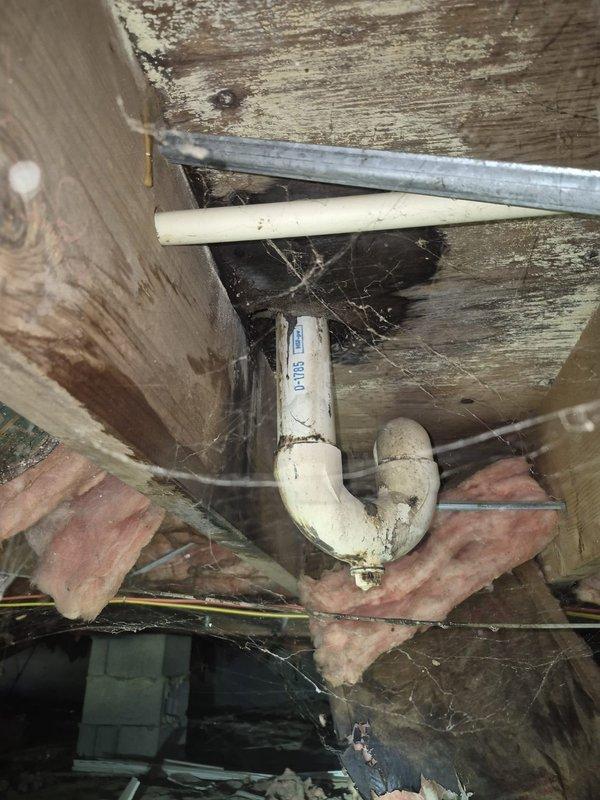 Responded to report of water leak under structure as identified by pest control company. Performed thorough inspection of crawl space plumbing system, examining all visible PVC drain lines, P-trap configurations, and pipe penetrations through floor joists. Documented existing conditions including pipe routing, connections, and structural interfaces with photographic evidence for further evaluation and approval prior to any repair work.