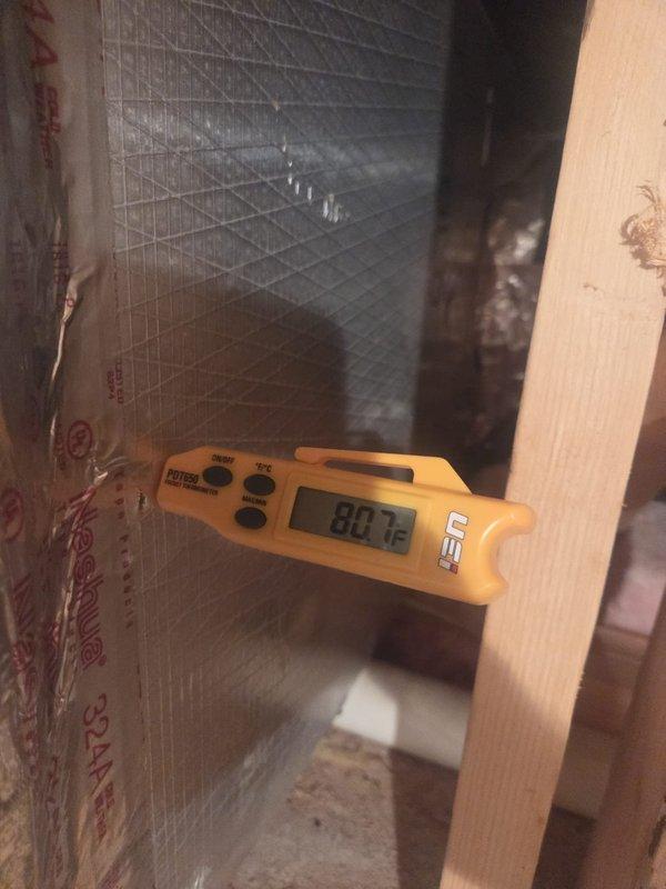 Responded to emergency no-cool call for top floor air conditioning unit. Upon inspection, measured supply air temperature at 62.2°F and return air temperature at 80.1°F at the attic ductwork, confirming system was producing adequate temperature differential of approximately 18°F and operating within normal parameters. Verified proper airflow and system function, determined unit was cooling effectively despite customer concern.