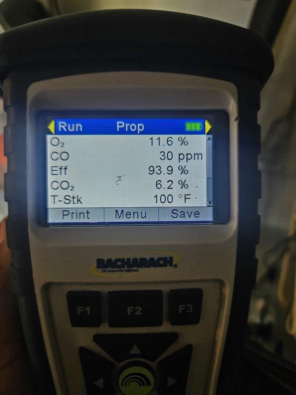 Completed heating maintenance visit on two systems, including one dual fuel unit. Performed combustion analysis on both heating systems, confirming safe and efficient operation with CO levels at 38 ppm and 30 ppm respectively, efficiency readings at 95.8% and 93.9%, and proper stack temperatures. Replaced Aprilaire 760 water panel on humidifier as part of seasonal maintenance contract. All systems tested and operating within manufacturer specifications.