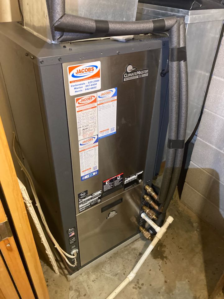 Performed heating maintenance on ClimateMaster geothermal system and installed new Ecobee thermostat 