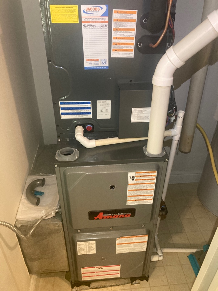 Performed heating and cooling maintenance on Amana system 