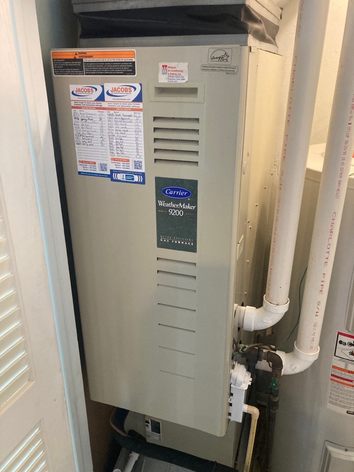 Performed heating maintenance on Carrier furnace 