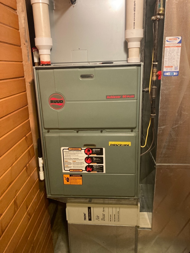 Performed heating maintenance on RUUD furnace 