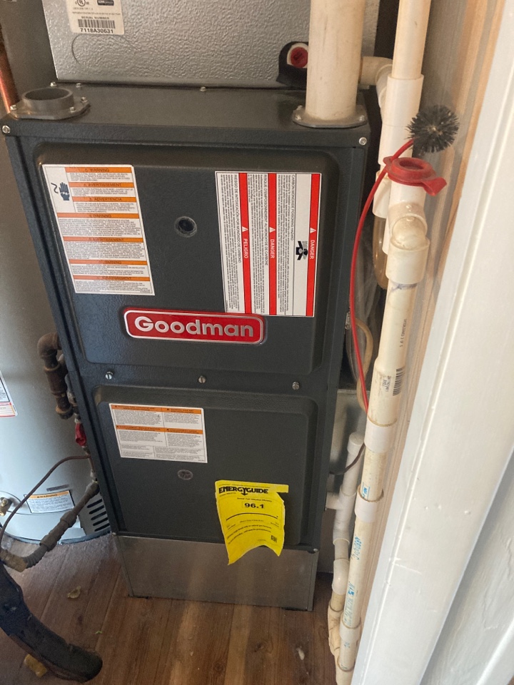 Performed heating maintenance on Goodman furnace 