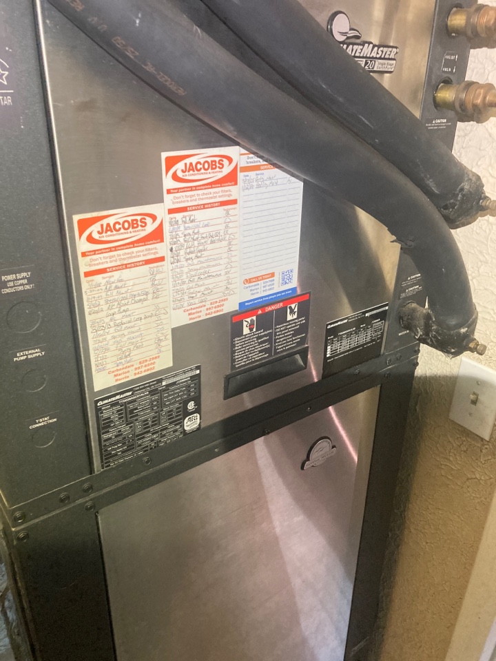 Performed heating maintenance on ClimateMaster geothermal unit 