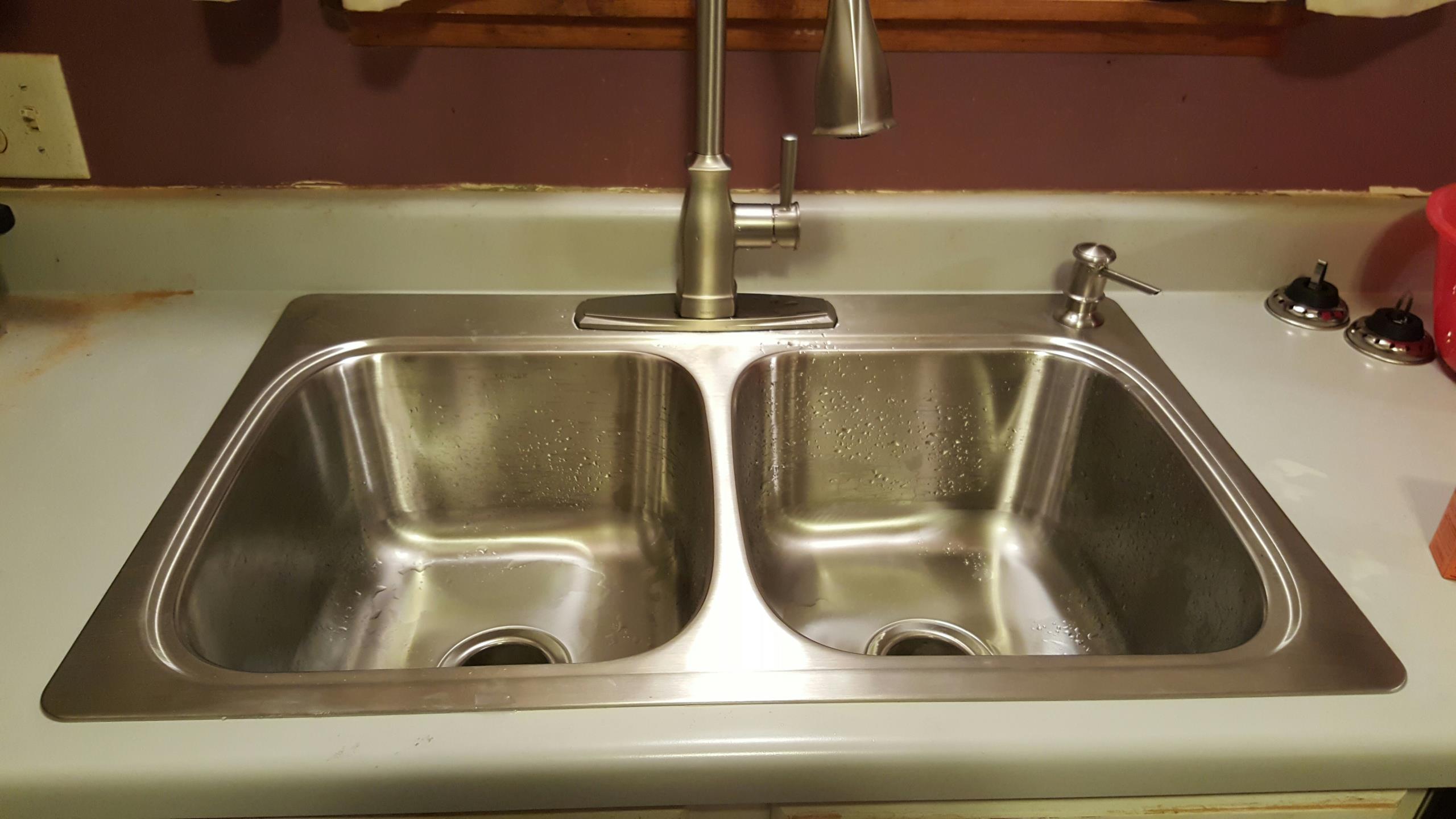Installed kitchen sink