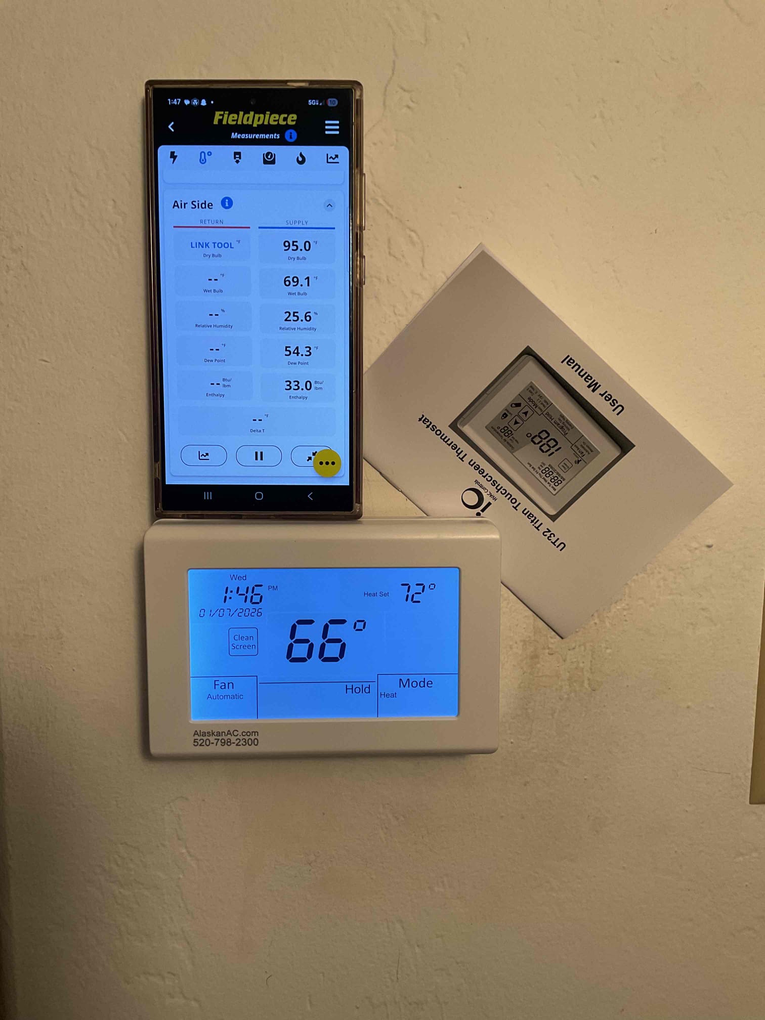 Thermostat replaced and went over instructions with client
