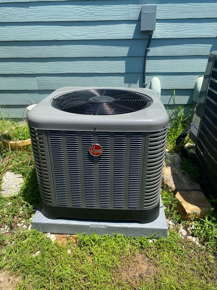 Quality control inspection for the installation of a new Rheem high efficiency comfort system.