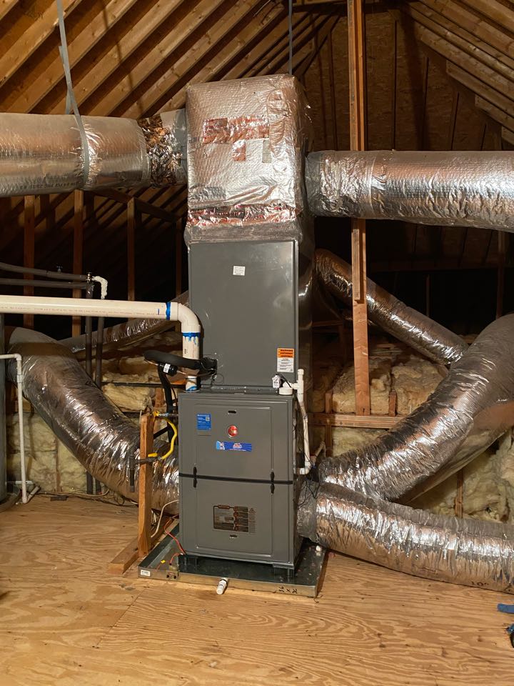 Quality control inspection for the installation of a new Rheem high efficiency 96% gas furnace and 3 stage communicating a/c condenser. 