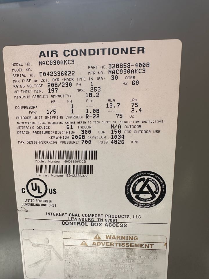 Tempstar gas split ac diagnostic 