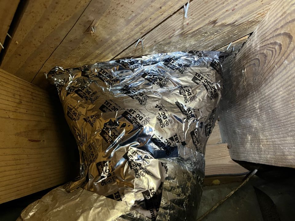Ducane air conditioning spot wrap ductwork with new insulation where it’s needed. 