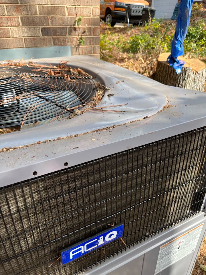 ICP gas package unit damage assessment due to tree limb falling on the unit. 