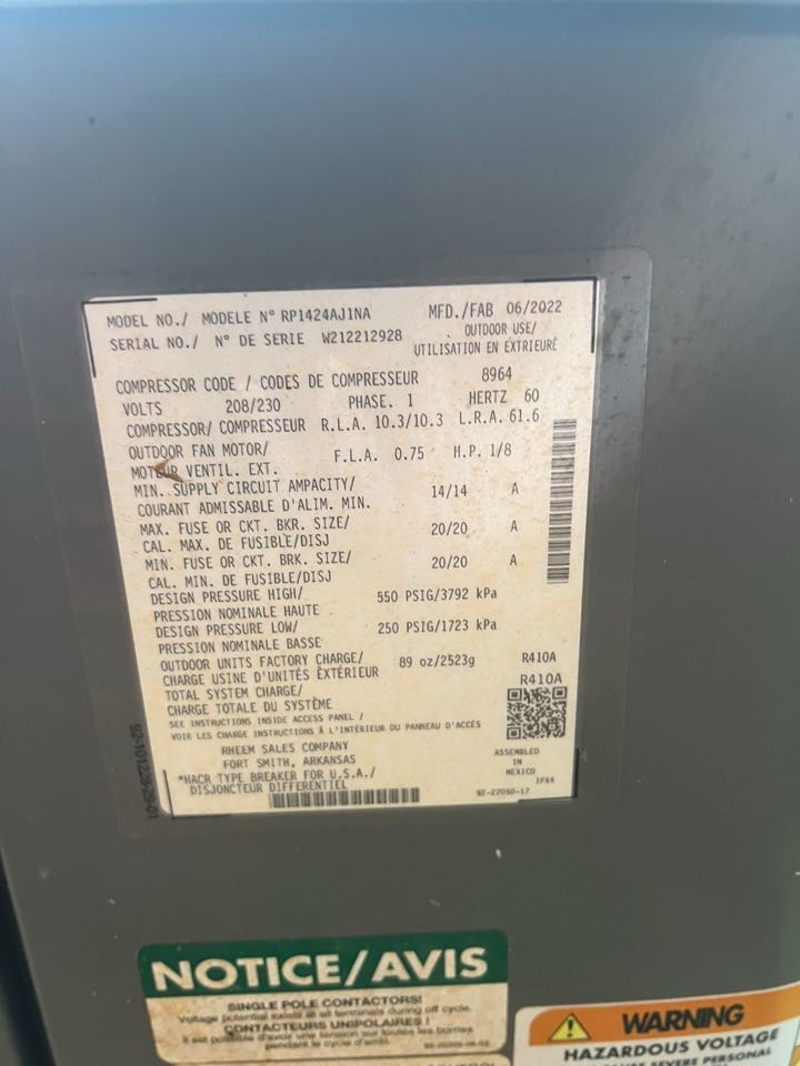 Tune up on rheem heat pump.