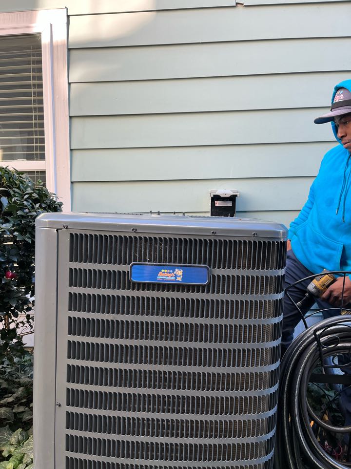 Heating maintenance and safety inspection for three heat pump units including a Goodman, Rheem and a Bryant. 