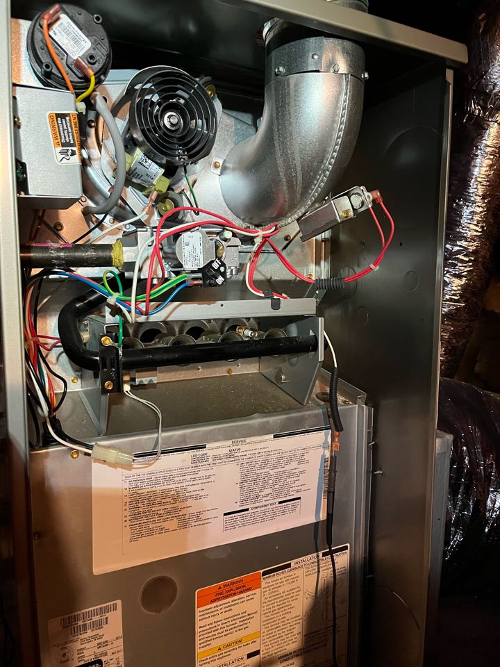 Carrier gas furnace heating maintenance and safety inspection.