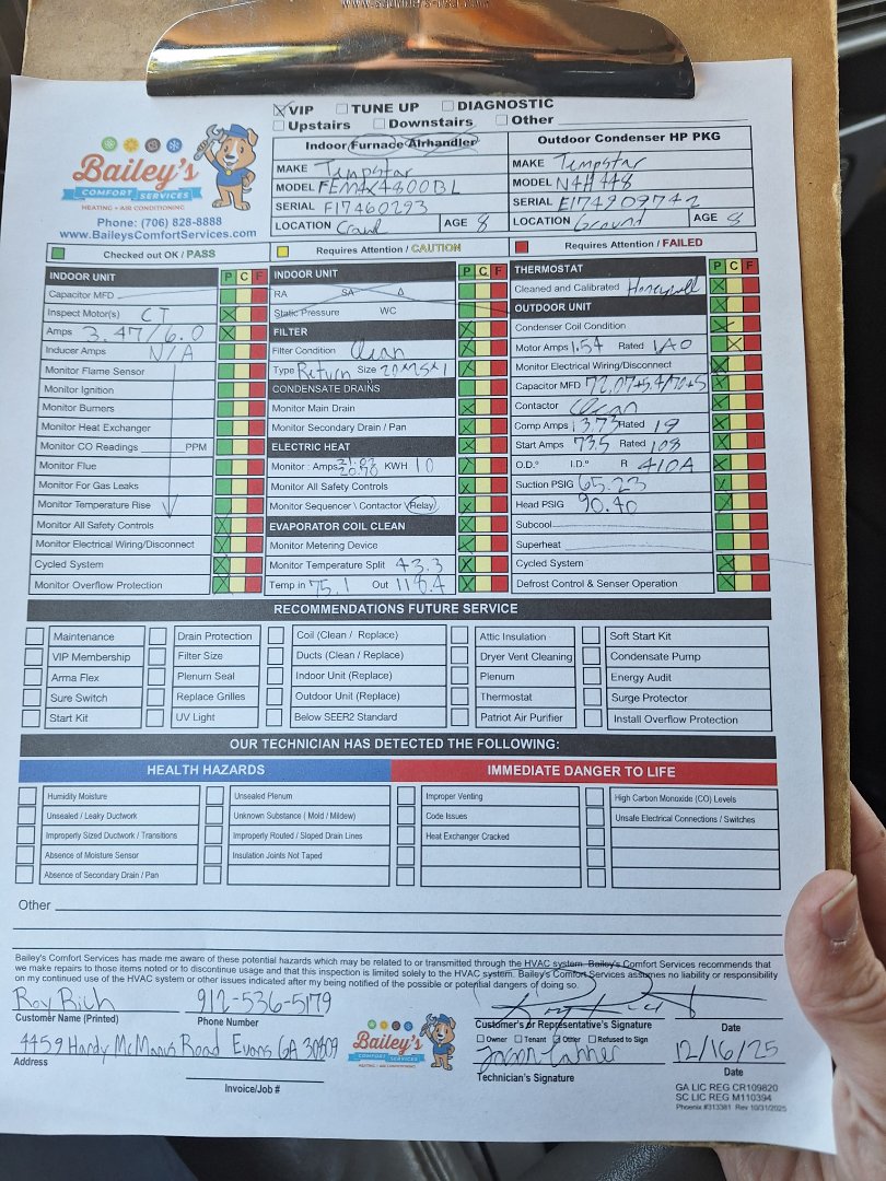 Tempstar heat pump electric furnace maintenance 