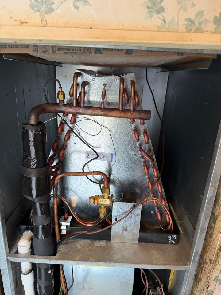 Evaporator coil replacement on Goodman heat pump.