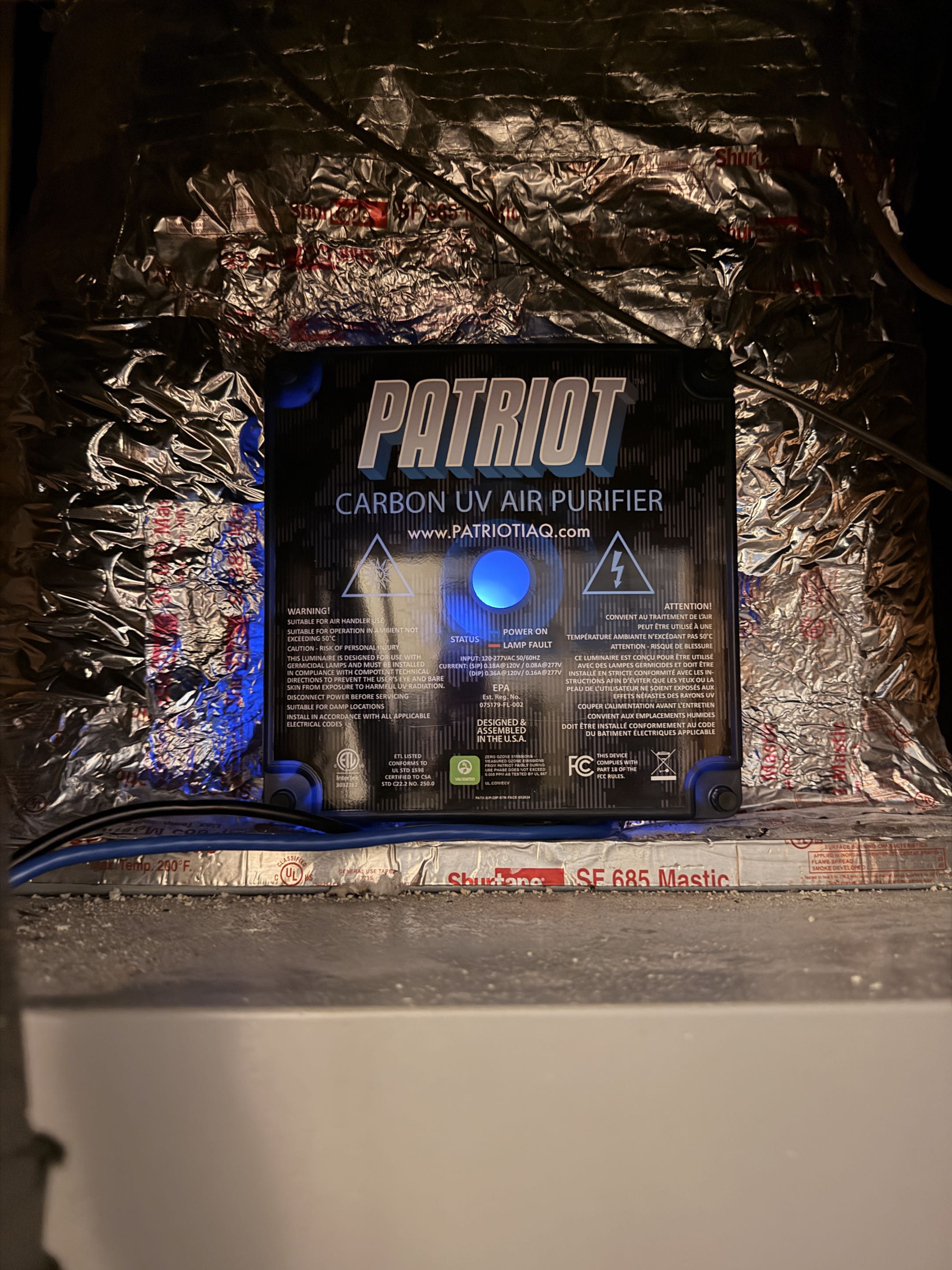 Dual Bulb patriot UV light installation on Ducane Heat Pump split system