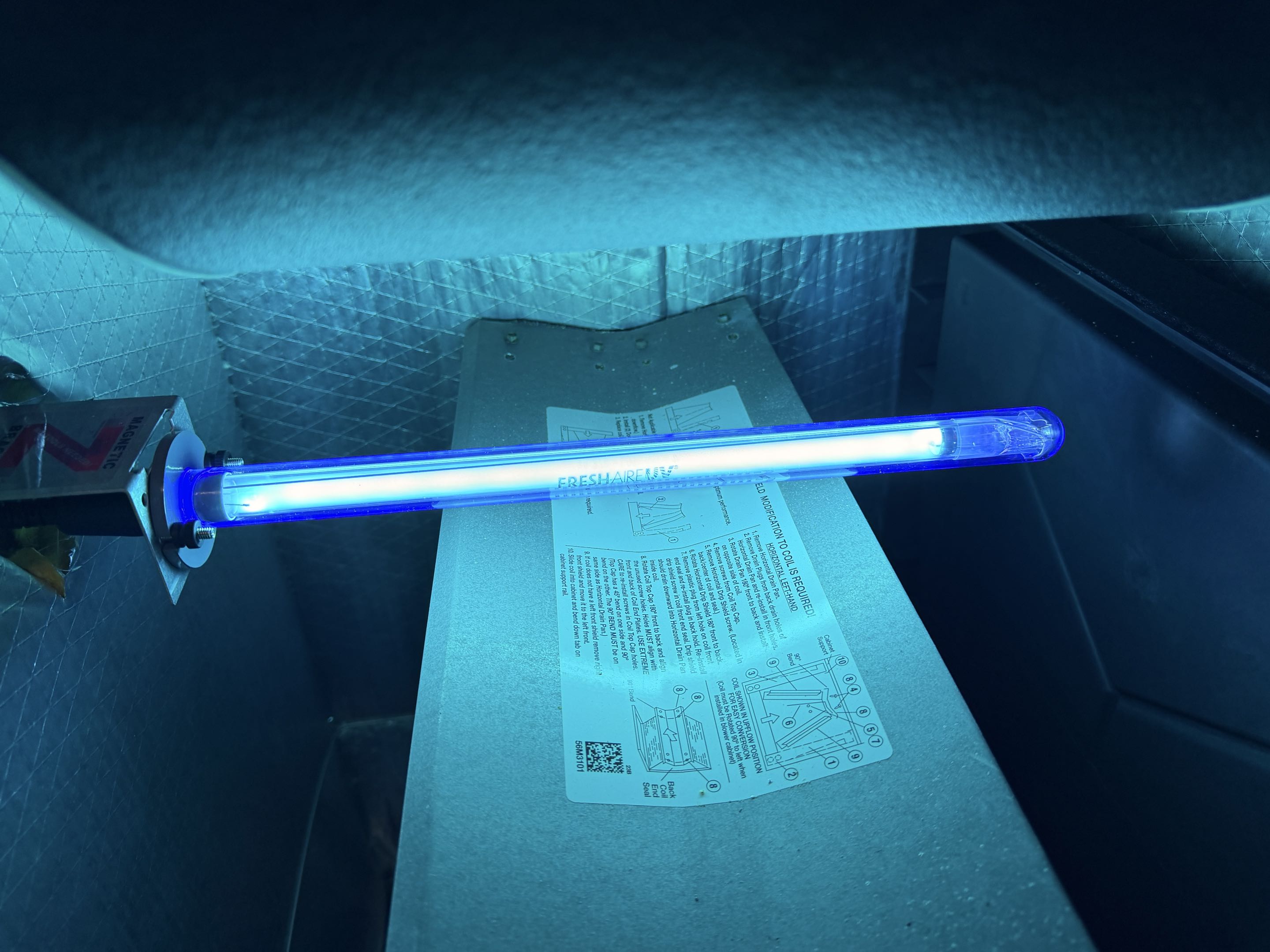 Dual Bulb patriot UV light installation on Ducane Heat Pump split system
