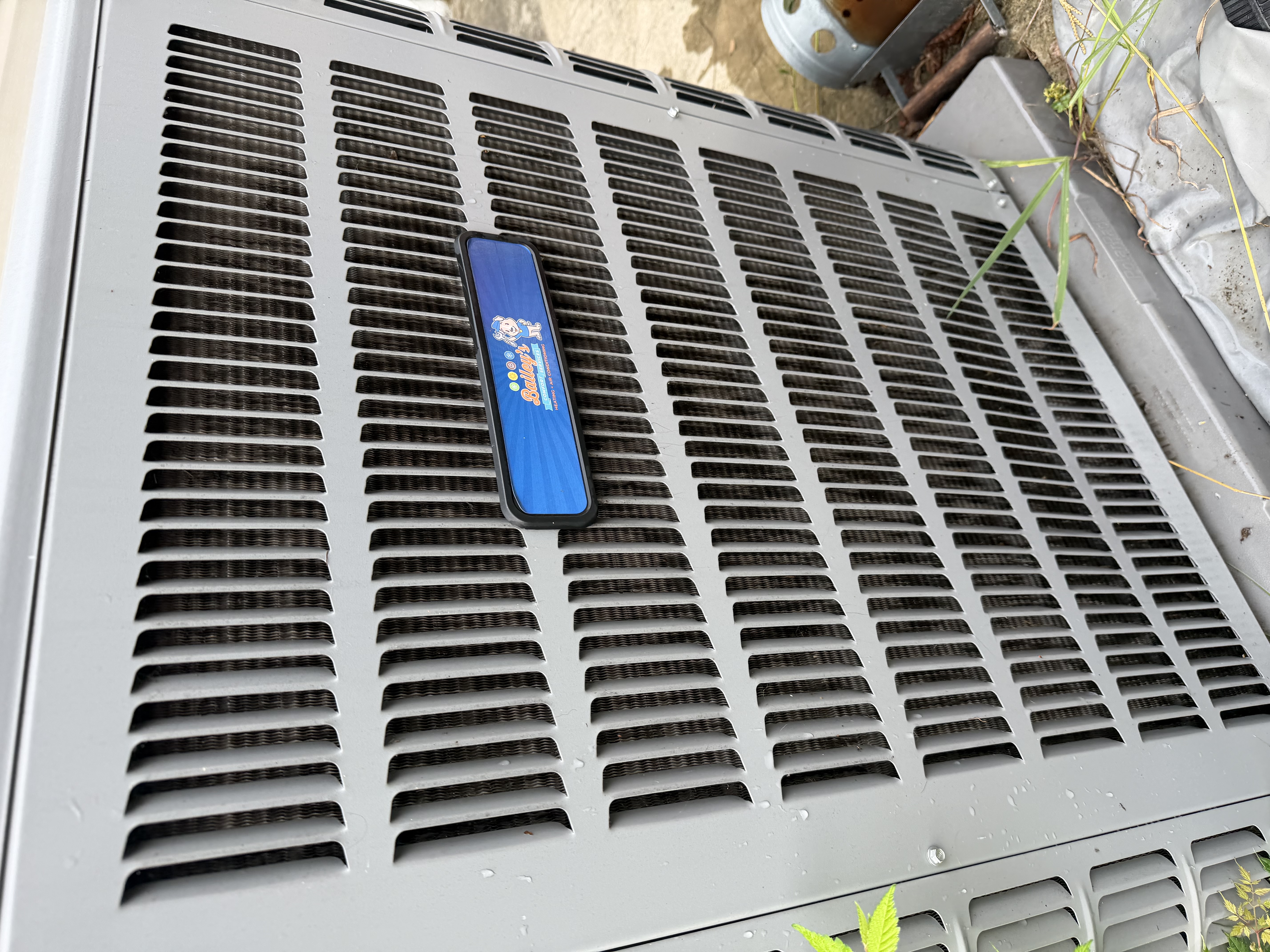 A/C maintenance on a Ducane airhandler. Drain line that has been cleared. 