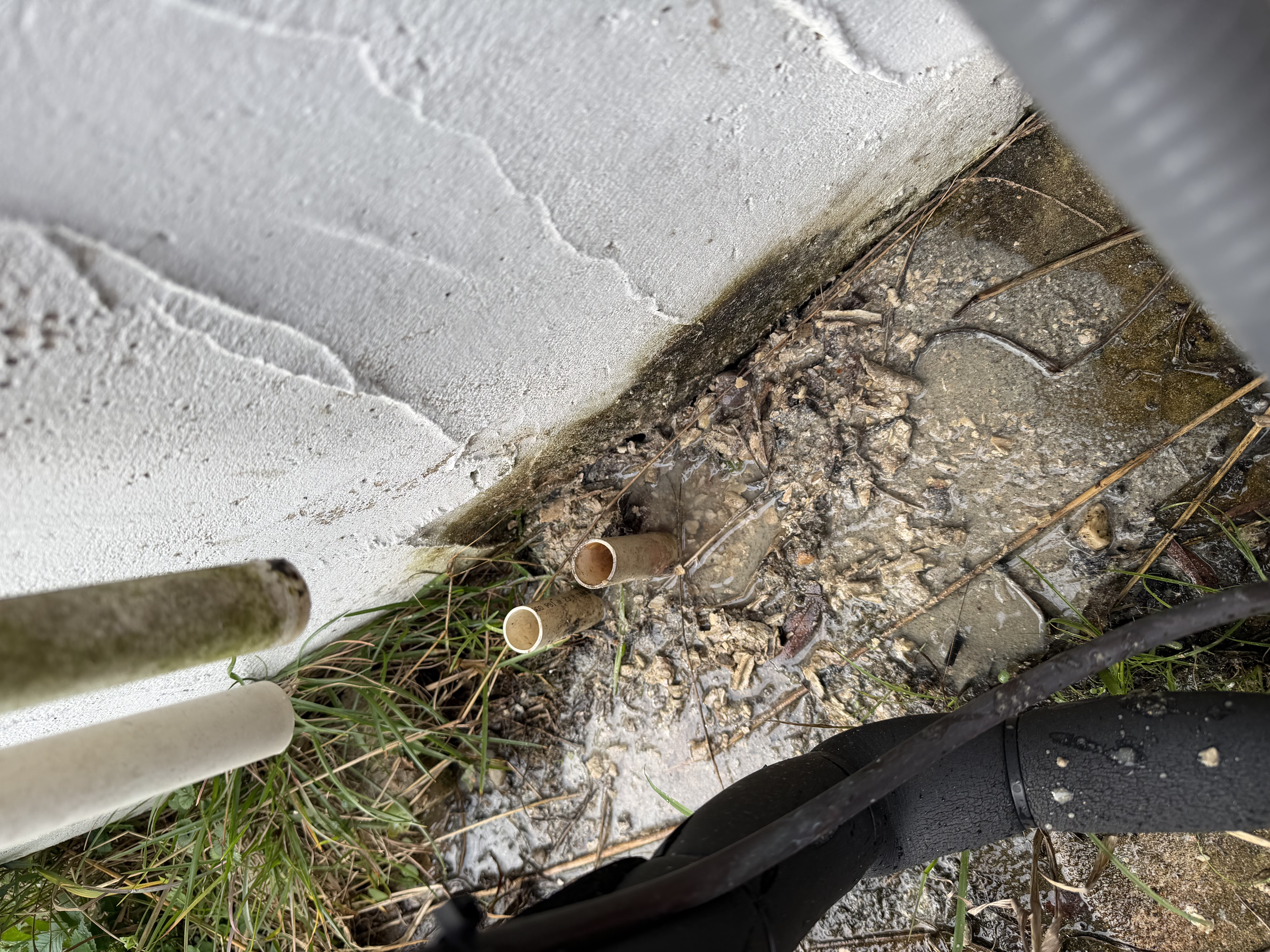 A/C maintenance on a Ducane airhandler. Drain line that has been cleared. 