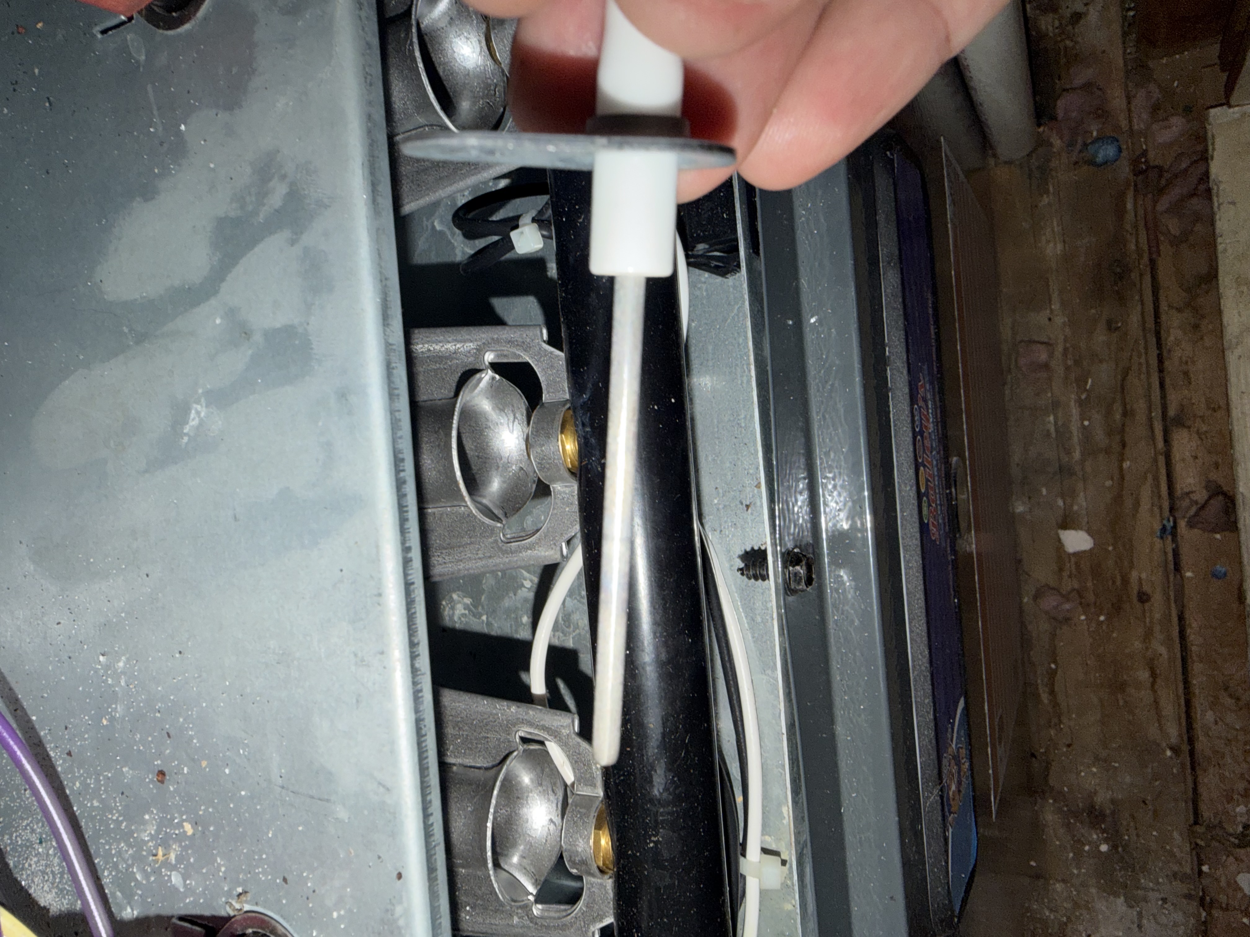 Heat maintenance on a goodman furnace. Picture of cleaned flame sensor and heat exchanger. 