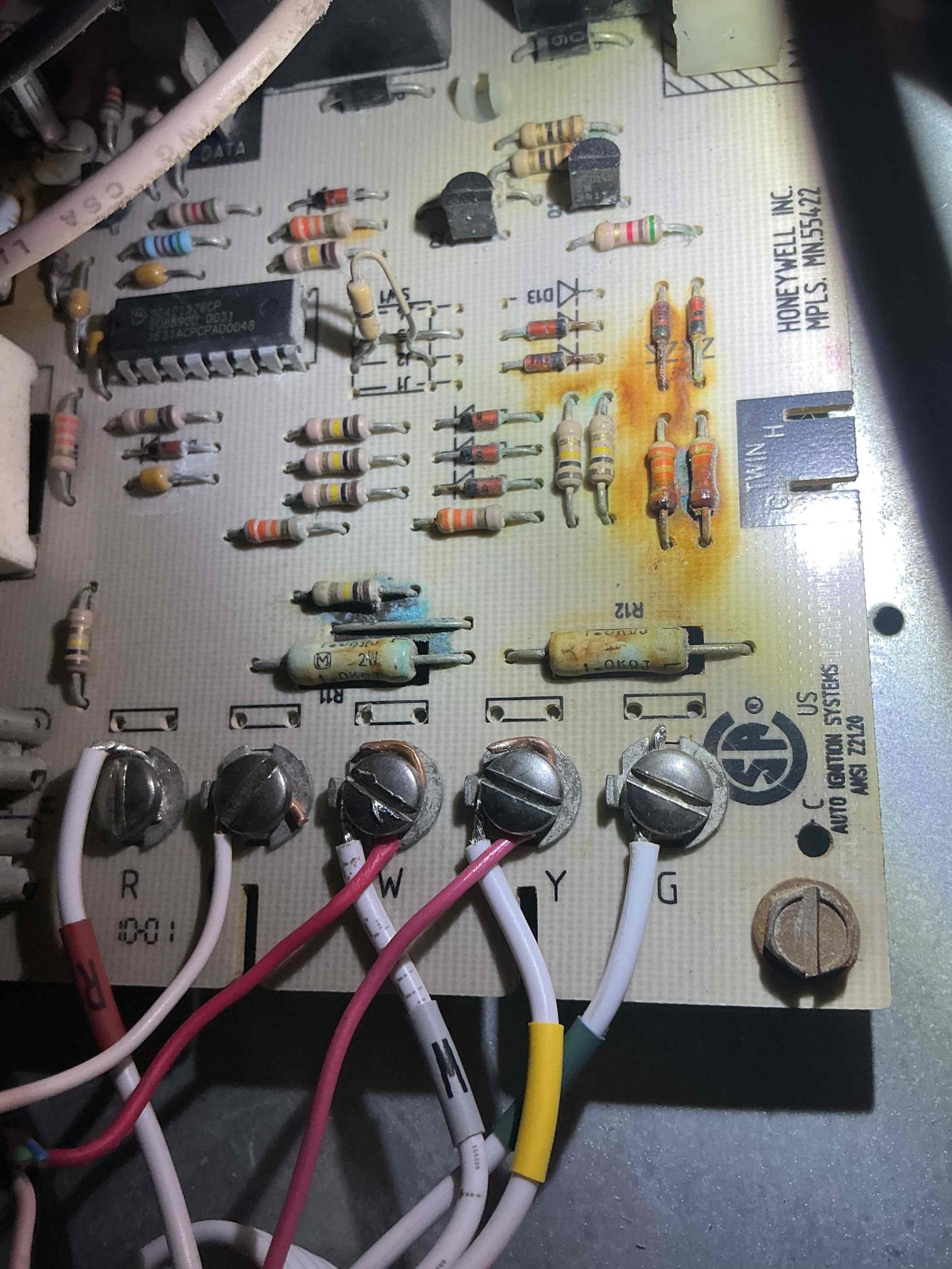 Installed new ecobee thermostat and add a wire, tested system, system is approximately 23 years old and in rough shape but is still operational at this time. System circuit board showing signs of corrosion and heat damage. Due to age and condition of equipment recommend replacement before failure.