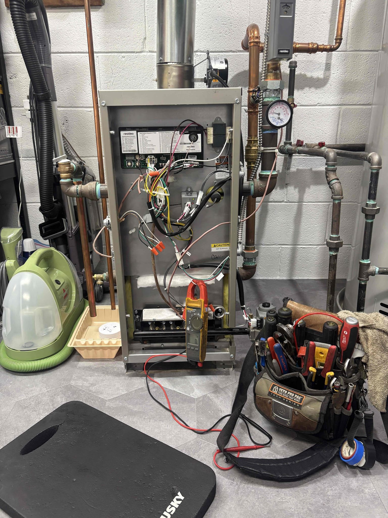 9-1-26

Air conditioner and boiler maintenance 

Equipment is two years old and in great working condition at this time. Cleaned and tested all safeties and mechanicals. Replaced the safety wet switch with a safety float switch for the drain pan underneath the Unico in the attic.