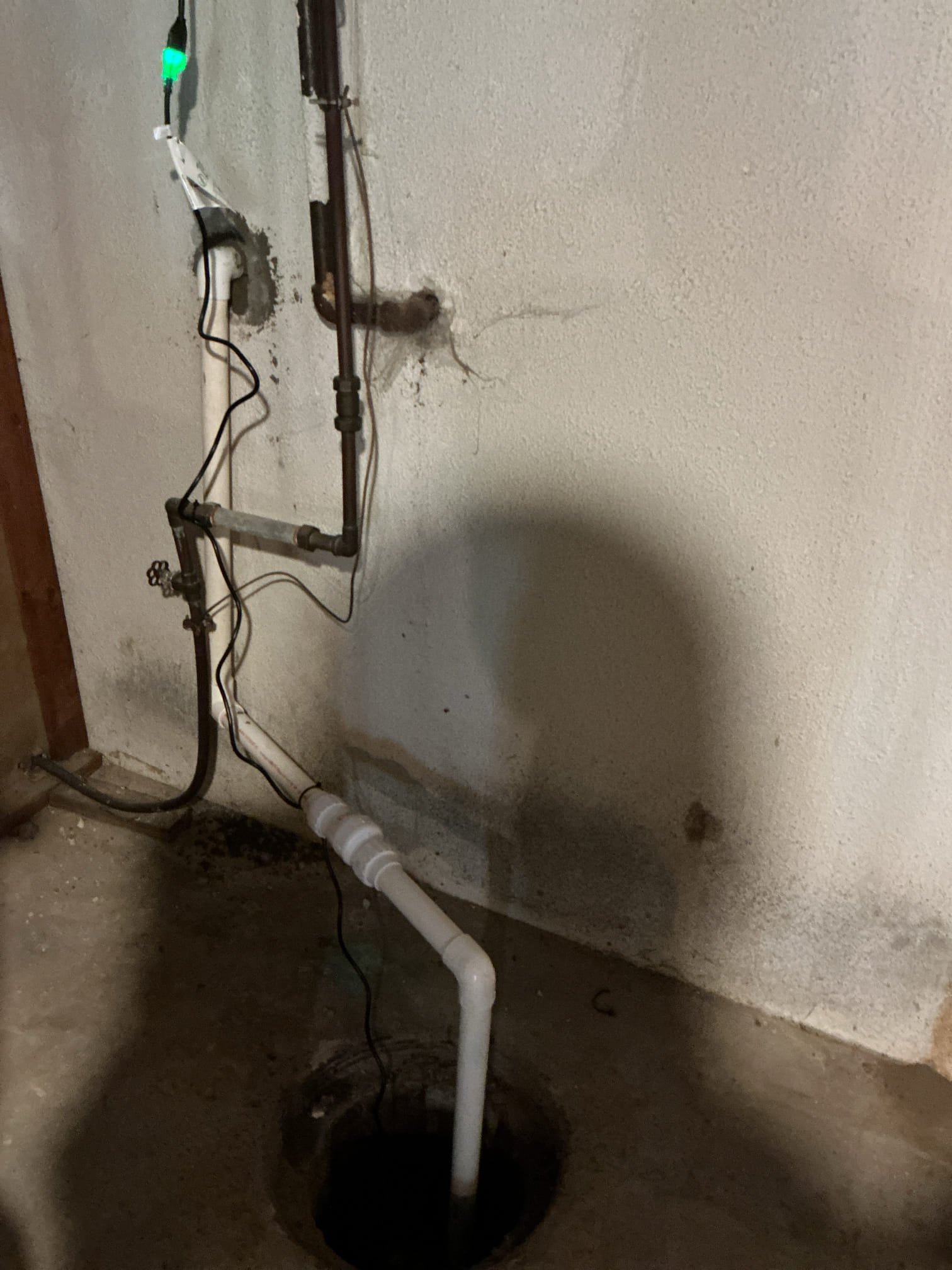 Replaced sump pump due to failure of existing pump. Also replace discharge line due to line being too small.