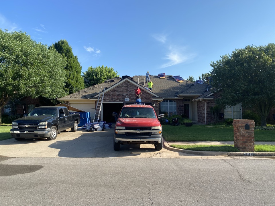 Edmond, OK - Removing and replacing a roof in Edmond. Customer filed a hail claim and needed a professional, licensed, and bonded roofing company that met the credentials and requirements to properly get his roof replaced. We were able to bring his roof up to Oklahoma building code via insurance and will install a beautiful GAF timberline HDZ shingle. Edmond, OK - Removing and replacing a roof in Edmond. Customer filed a hail claim and needed a professional, licensed, and bonded roofing company that met the credentials and requirements to properly get his roof replaced. We were able to bring his roof up to Oklahoma building code via insurance and will install a beautiful GAF timberline HDZ shingle.
