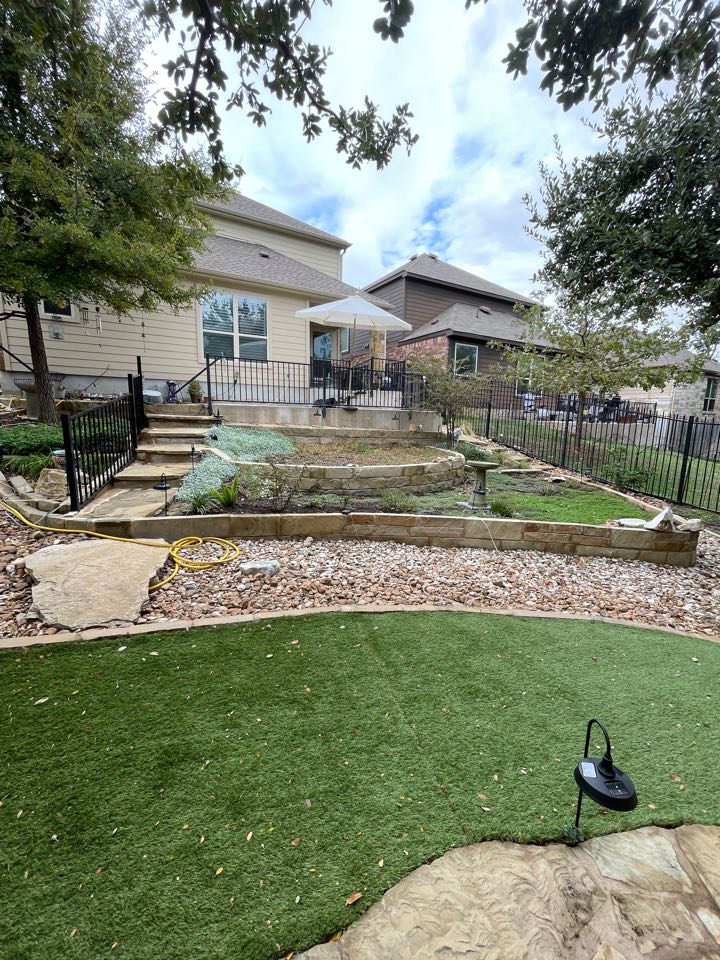 We are in round rock, Texas in the Highlands Mayfield Ranch neighborhood, installing LawnPop fake grass in the backyard. 