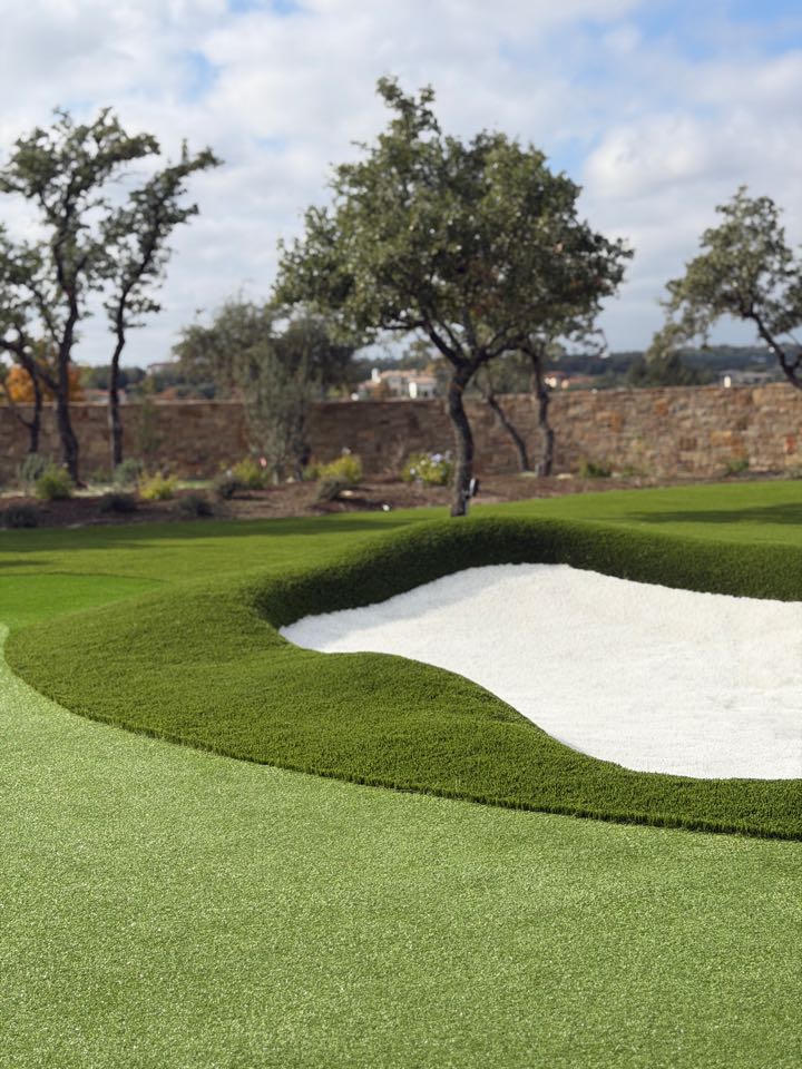 Austin, TX - We designed and installed this beautiful LawnPop, synthetic turf, luxury golf green in Southwest Austin.  