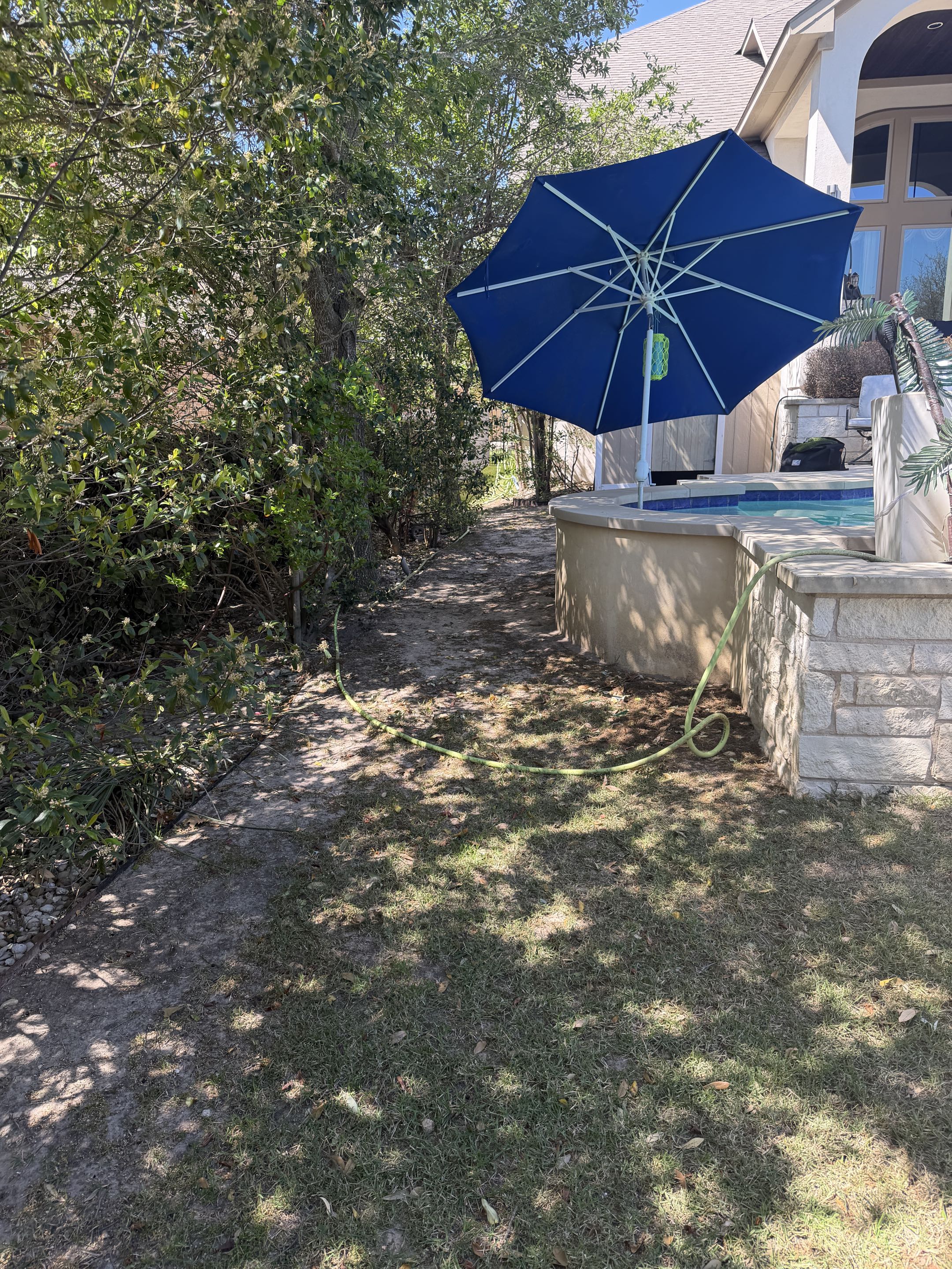 Austin, TX - We are installing LawnPop artificial turf in this backyard by the swimming pool. 