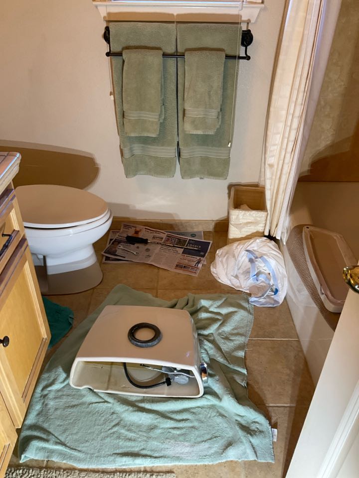 Repaired broken toilet