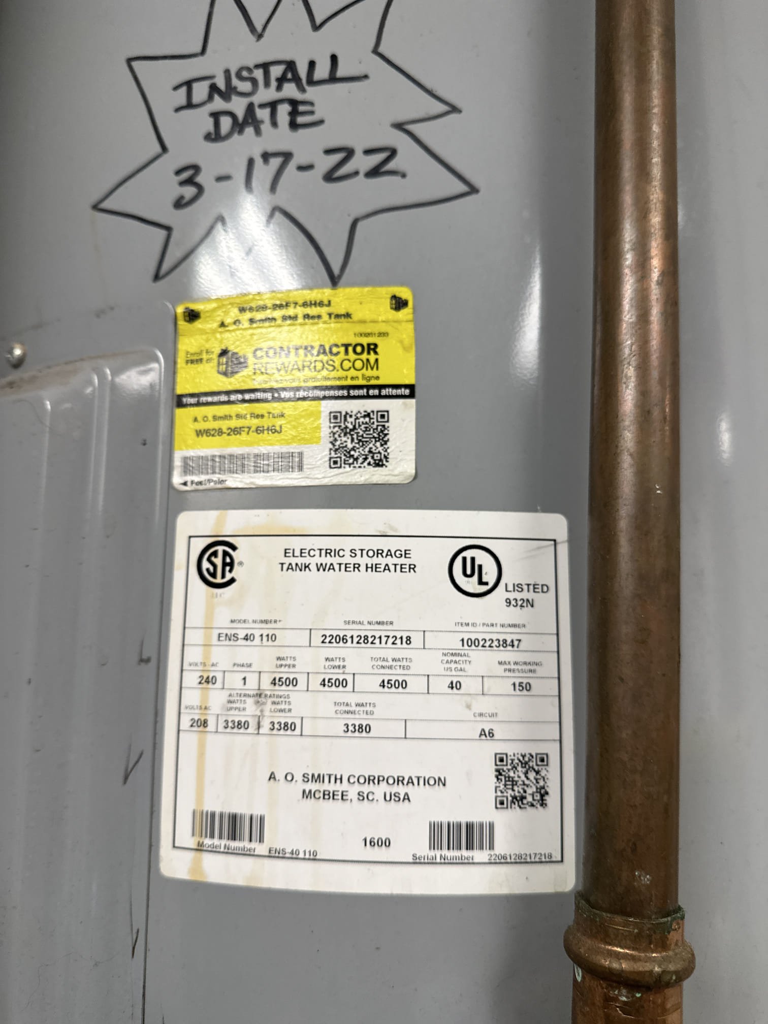 Upon arrival, we documented the water heater with a photo of its rating plate. We then inspected the pressure-assist toilet in the right bathroom, identifying a broken handle that was causing it to constantly run and fail to pressurize. We removed the faulty handle and installed a new one. After installation, we tested the toilet multiple times to ensure it functioned correctly. The part used was a Flush Handle for pressure assist. The issue was resolved, and the toilet operated without any further problems.