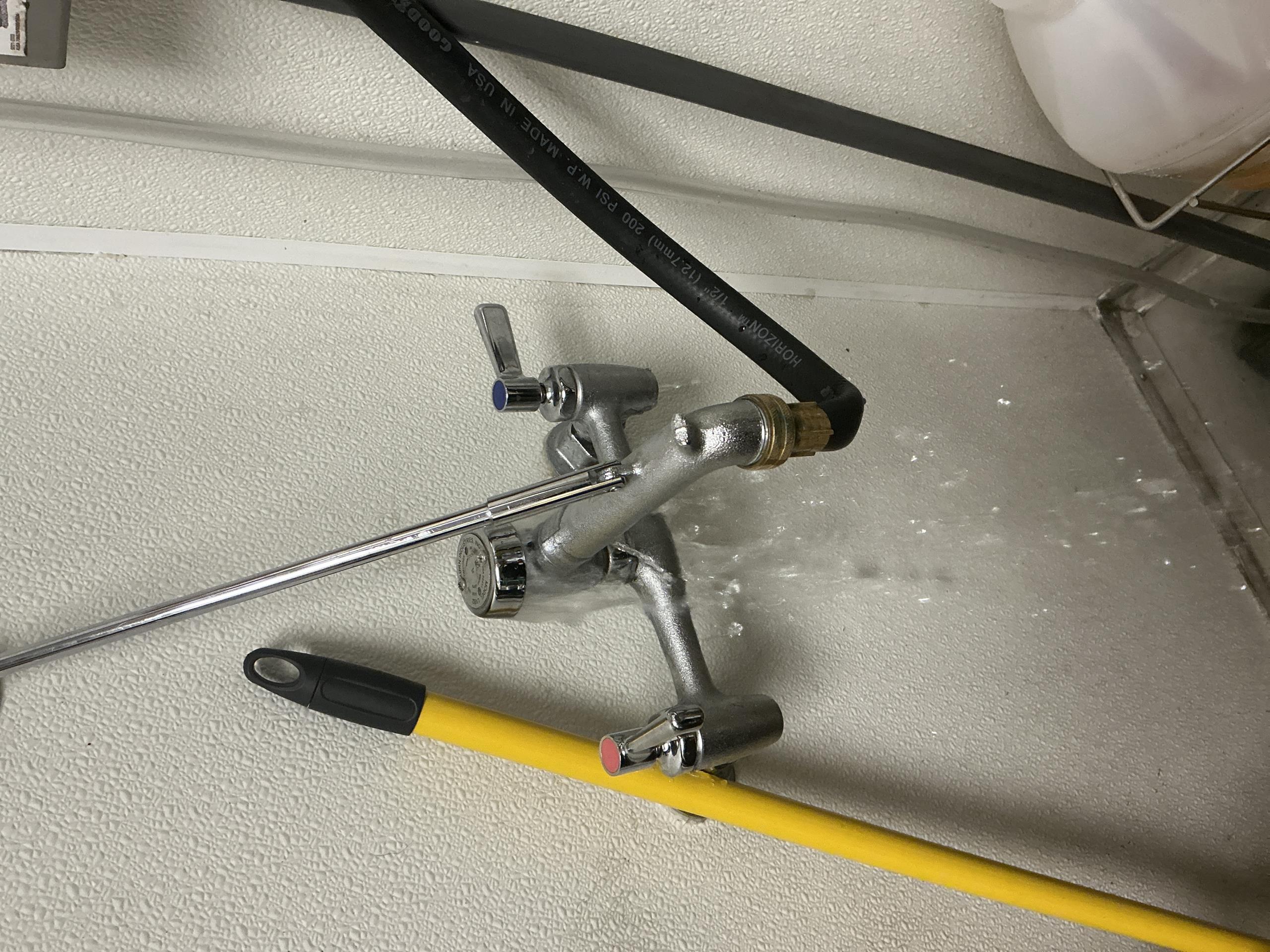 Upon arrival, we found another technician and their assistant working on installing a new heater. We then focused on the mop sink faucet, which had a missing vacuum breaker, causing water to pour out. After locating the issue, we installed a new Zurn vacuum breaker. Post-installation, we tested the faucet to ensure the leak was resolved. Additionally, we identified that the chemical hose was not functioning correctly and addressed this issue as well. The job was completed successfully with the installation of the Zurn vacuum breaker.