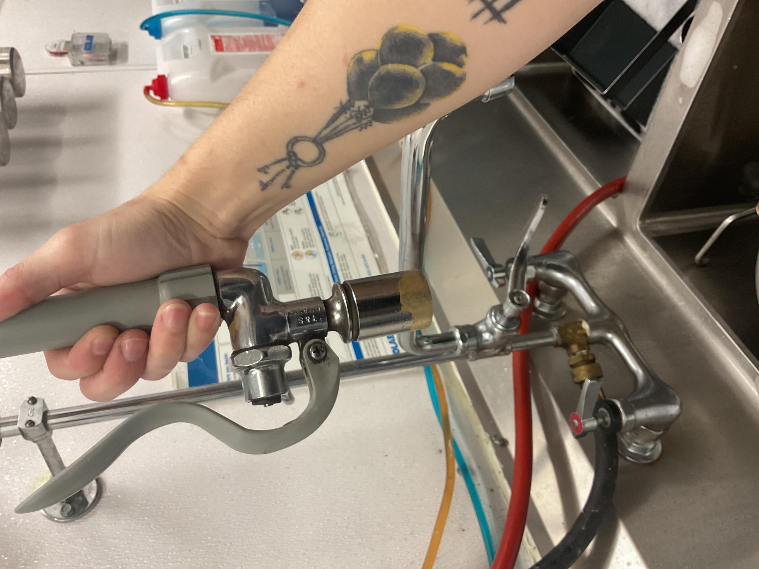 I successfully replaced the hand sprayer on the composite sink faucet. The old sprayer was removed and the new TNS hand sprayer was installed. After installation, I tested the sprayer to ensure it was functioning correctly. The water flow is steady and the spray pattern is even, indicating the job was completed to a high standard. The customer is now able to use the faucet with ease.