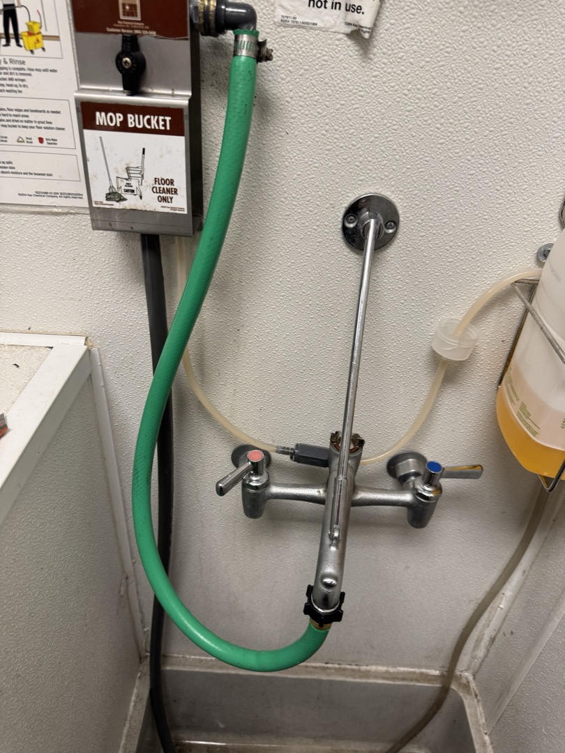 Upon inspection, I identified a leak in the hose connected to the mop faucet, caused by a hole in the hose. To resolve this issue, I promptly replaced the damaged hose with a new 3-foot garden hose, ensuring it was securely attached to the faucet. This repair restored the faucet's functionality, allowing for efficient use. I verified that the new hose was properly installed and tested the faucet to confirm its readiness for use. The customer, Anthony, was informed of the completed work and expressed satisfaction with the repair.