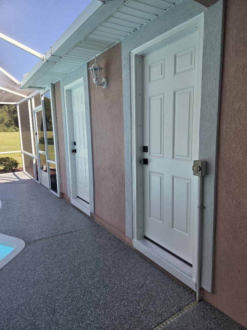 2 impact windows one triple, sliding glass door and 2 entry. Doors.